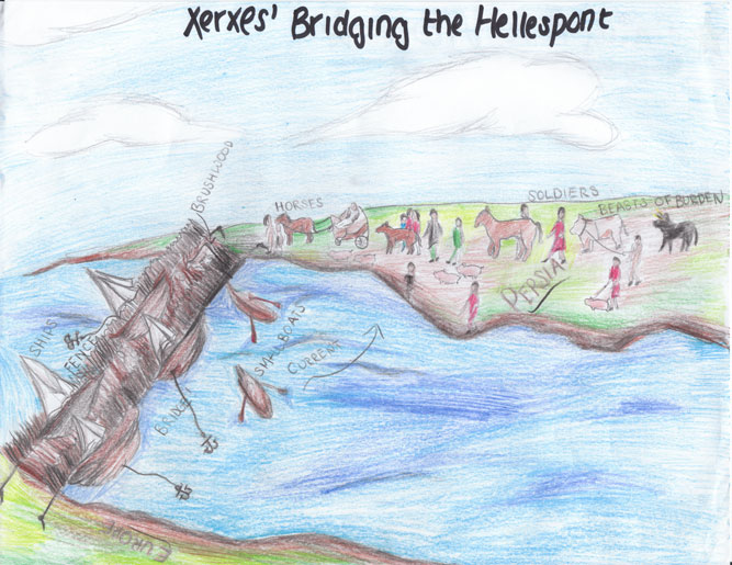 Student reconstruction of Xerxes' Bridge across the Hellespont
